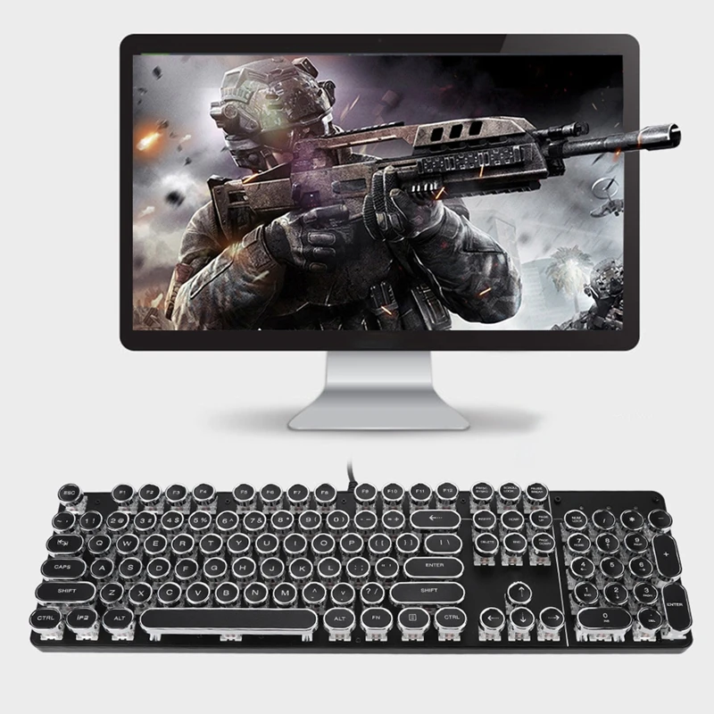 Computer mechanical keyboard 104 keys Blue Switch Gaming Keyboards Waterproof Retro Punk Keycap for laptop Desktop | Компьютеры и офис