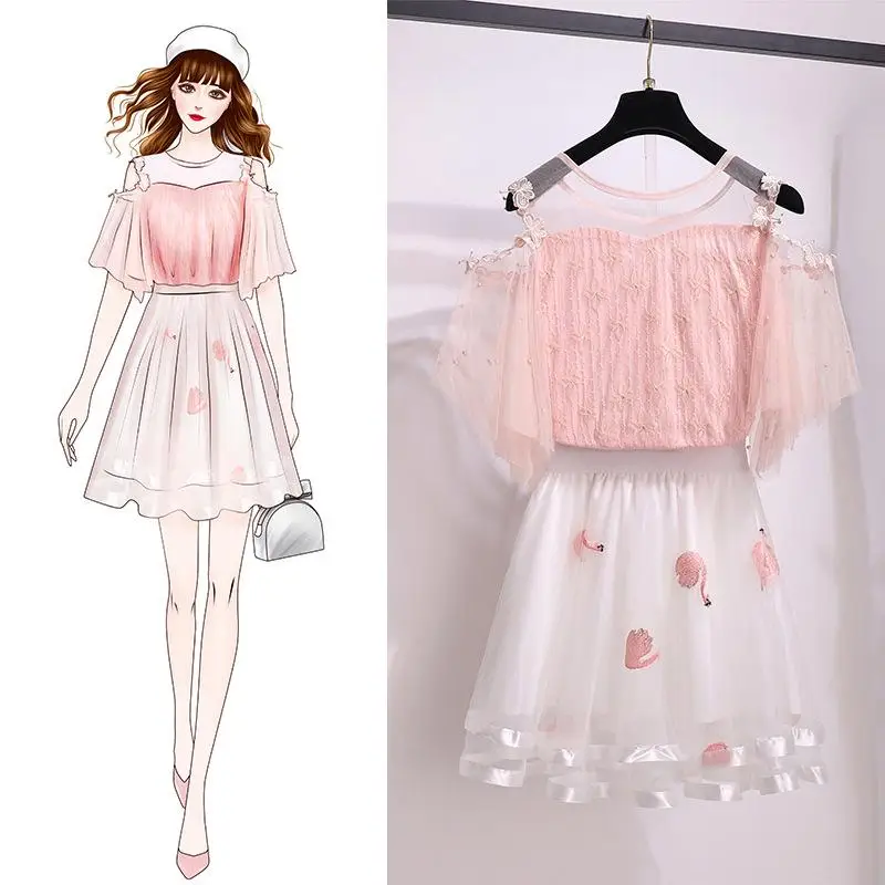 Ichoix Cute Girl 2 Piece Skirt Set Korean Style Women 2 Piece Outfits