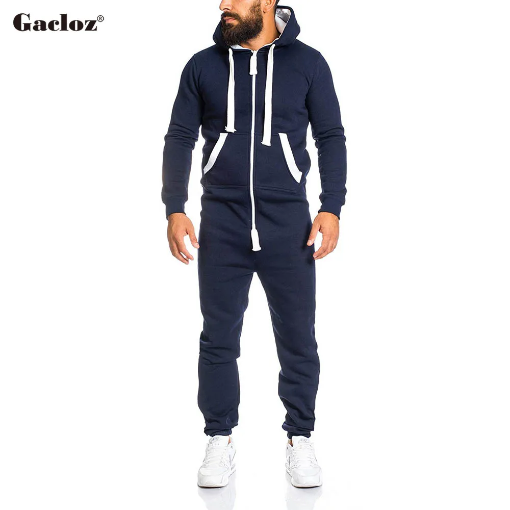 

Casual Tracksuit Jumpsuit Men Long Sleeve Sweatshirt Hoodies Sweatpants Romper Men Overalls Clothing Hooded Onesie Pijama Hombre
