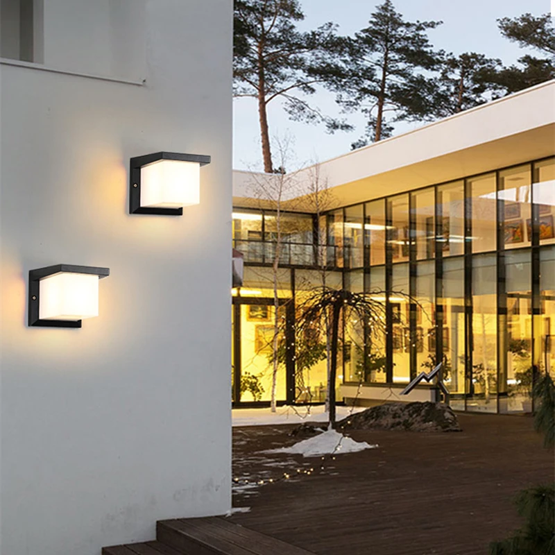 Outdoor E27 LED Aluminum Frame Wall Light 85-265V IP65 Waterproof Porch Lamp Garden Exterior Decor Sconce Lamp 12W 15W 20W 25W wall light,outdoor porch light