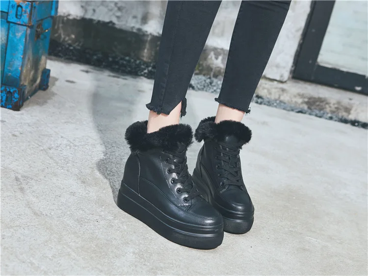 SWONCO/Бархатная теплая обувь на меху; женские черные зимние ботинки; кроссовки на платформе; Новинка года; Женская обувь в австралийском стиле; женские ботильоны