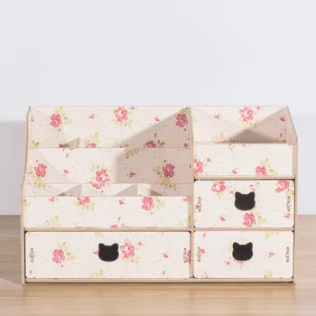 

Household items large multi-layer desktop cosmetics storage box wooden drawer storage box dressing table rack