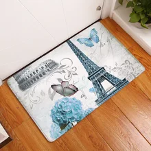 CAMMITEVER Vintage Floral Famous Building Paris Tower Floor Rug Doormat Mat Kitchen Carpet Toilet Rug Porch Doormat