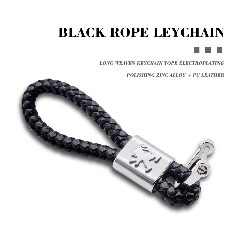 

Leather Car KeyChain Metal Buckle Braided Car Keychain Christmas Gifts For Peugeot 107 108 206 207 308 307 407 508 2008 3008 RCZ