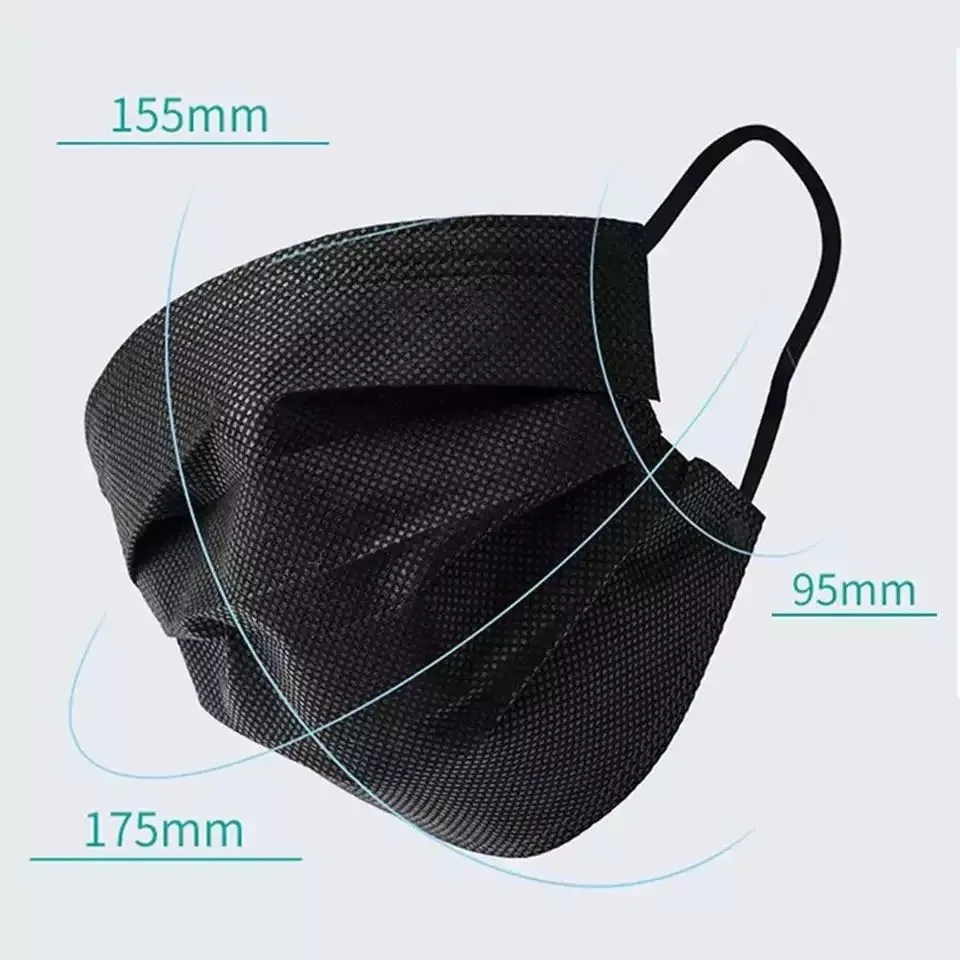 Fast Ship 50pcs Mask Disposable Face Mask Black Nonwove 3 Layer Mouth Mask Filter Anti Dust Breathable Protective Adult Masks