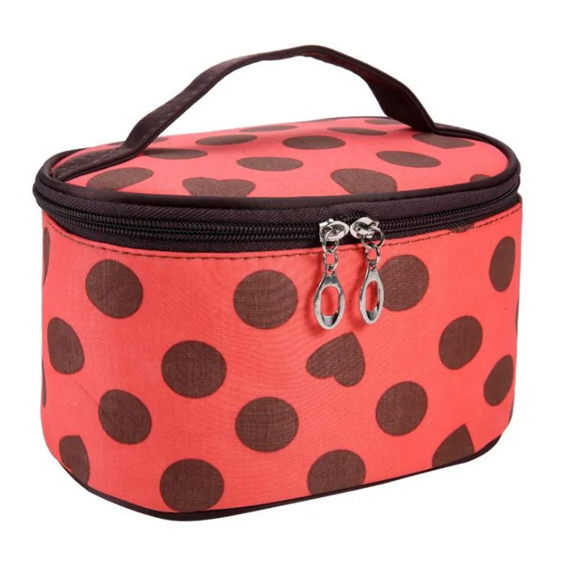 Портативная сумка-Органайзер для макияжа для путешествий, женская косметичка в горошек, корейская мода, сумки для хранения косметики, сумка-мешок