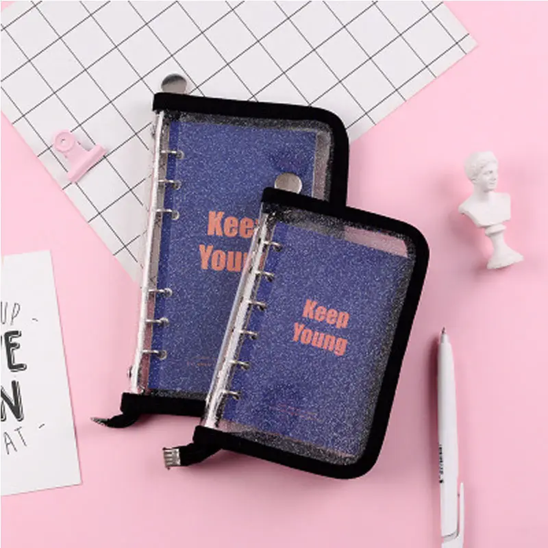 Bolsa Zip Transparente Folha Solta para Caderno Núcleo Interno para Note Diário Planejador Material de Papelaria a6 a7 - Imagem 4