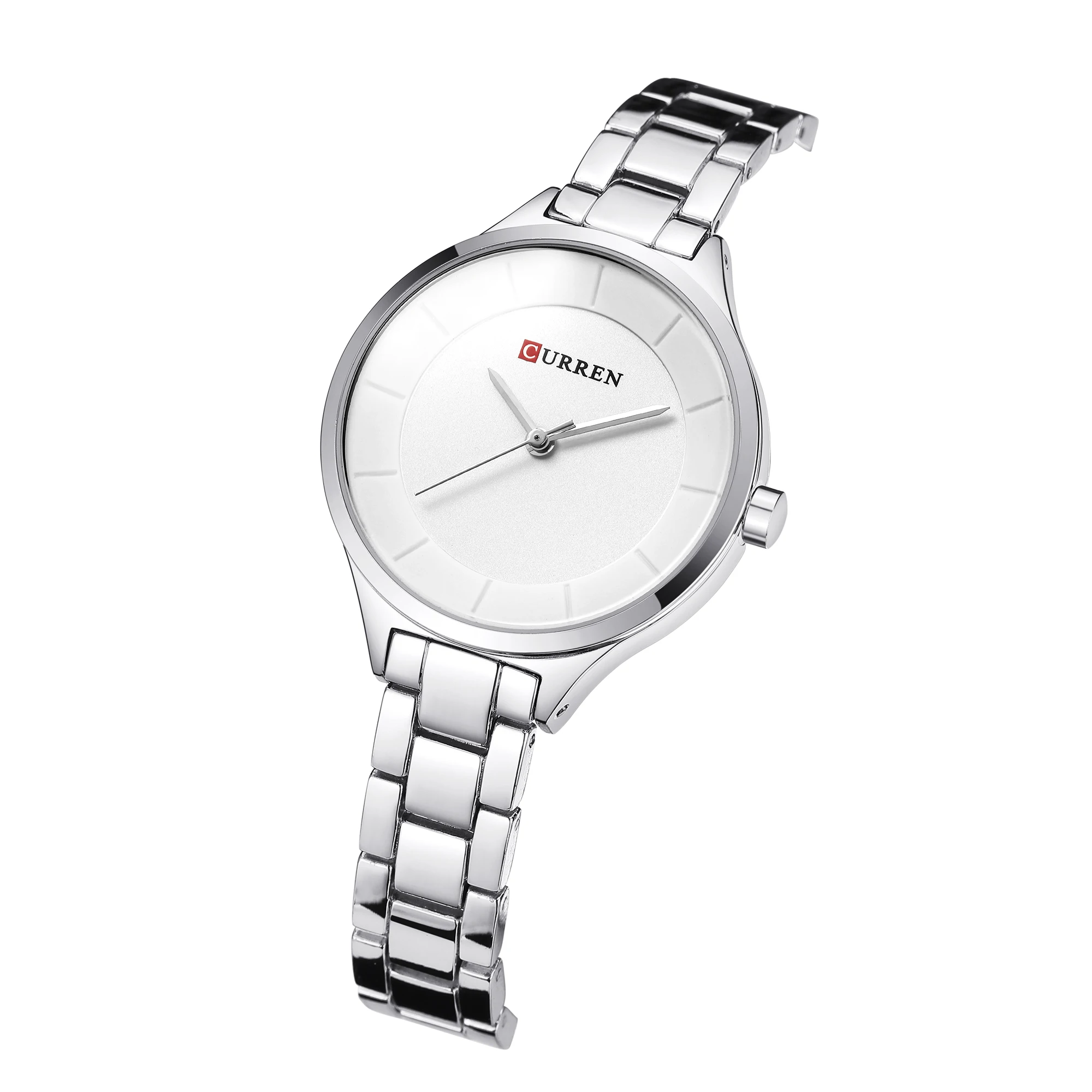 

CURREN Woman's Watch Silver Stainless Steel Top Brand Simple Fashion Design Ladies Quartz Watches Water Resistant Reloj Mujer