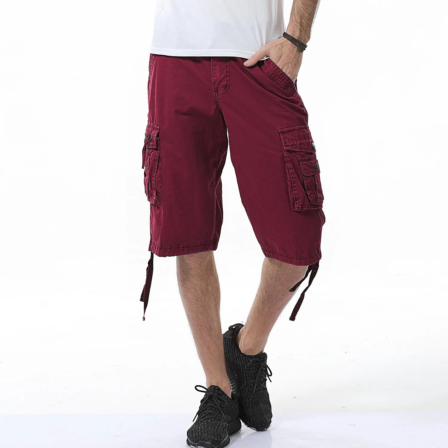 Men Clothes New Summer Dress Loose Casual Work Clothes Shorts Large Size Multi-pocket Knee Length Pantalones Cortos Hombre