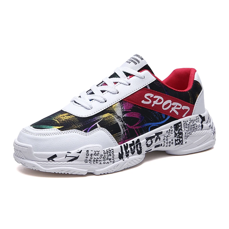 Summer Graffiti Sneakers 2019 New Men Beathable Comfortable Casual Sports Shoes Fashion Lace-up Shoes Boys Super Light Trainers Summer Graffiti Sneakers 2019 New Men Beathable Comfortable Casual Sports Shoes Fashion Lace-up Shoes Boys Super Light Trainers