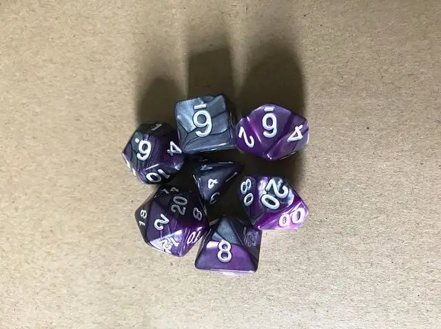 7 шт./компл. кости D4-D20 мульти-лицевая сторона игра в кости 5 видов цветов Настольный многогранный костюм акриловый набор пластиковых игрушек - Цвет: 01