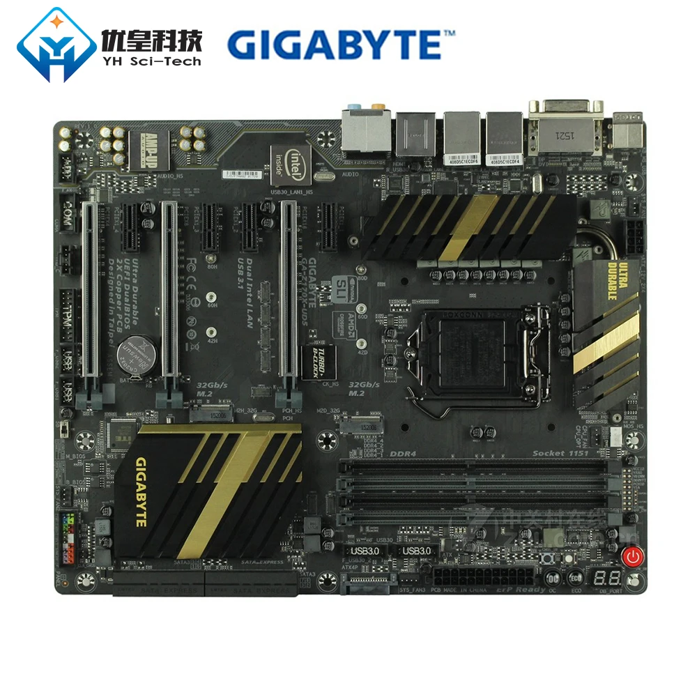 Оригинальная б/у настольная Материнская плата Gigabyte GA-Z170X-UD5 разъем LGA 1151 Core i7/i5/i3/Pentium/Celeron DDR4 64GB ATX
