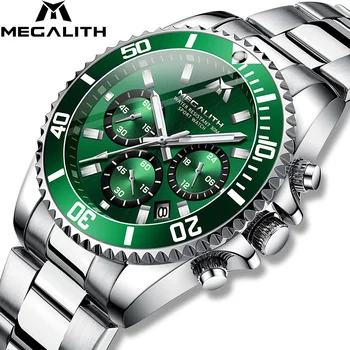 

MEGALITH Fashion Mens Watch Waterproof Analog Sports Business Quartz Watches With Date Chronograph Male Clock Reloj Hombre