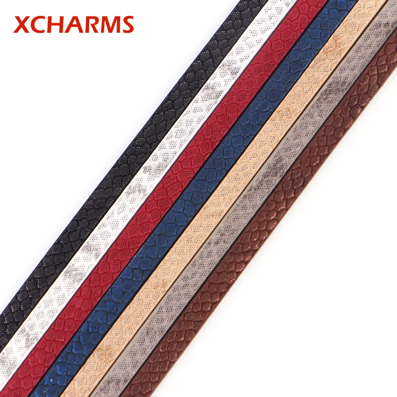 Плоский кожаный шнур XCHARMS 5 мм/Змеиный стиль/Запчасти для