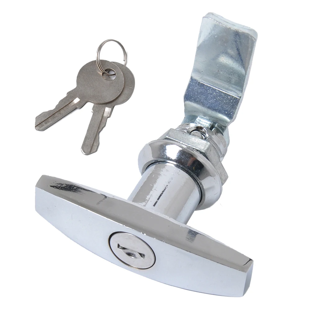 Universal Locking Truck Cap T-Handles for Glass Door Truck Canopy RV Boats - Chrome