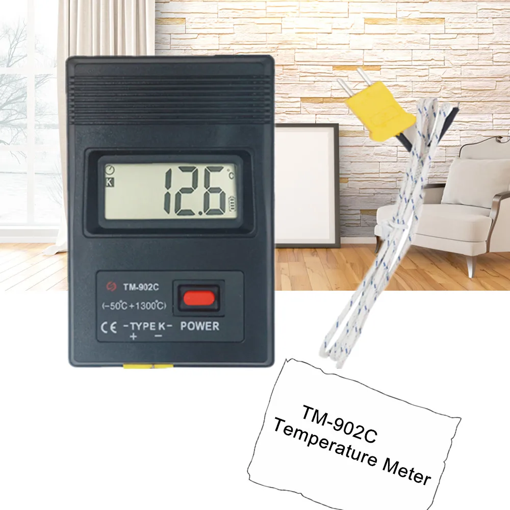 Digital Temperature Meter ? 902c ? 50 ~ + 300? K Type Thermometer Sensor LCD Industrial Temperature Probe