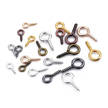 

200pcs 5x10MM Tiny Mini Eye Pins Eyepins Hooks Eyelets Screw Threaded Clasps Hooks Jewelry Making Bail Peg DIY Charm Connectors