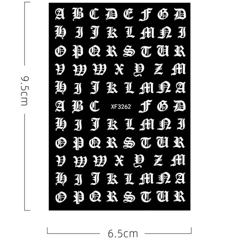 Лидер продаж 5 шт./компл. исскуство ногати наклейки золото слово серебристого цвета с белыми буквами алфавита черный ABC наклейки для ногтей дизайн Self-клеющимся