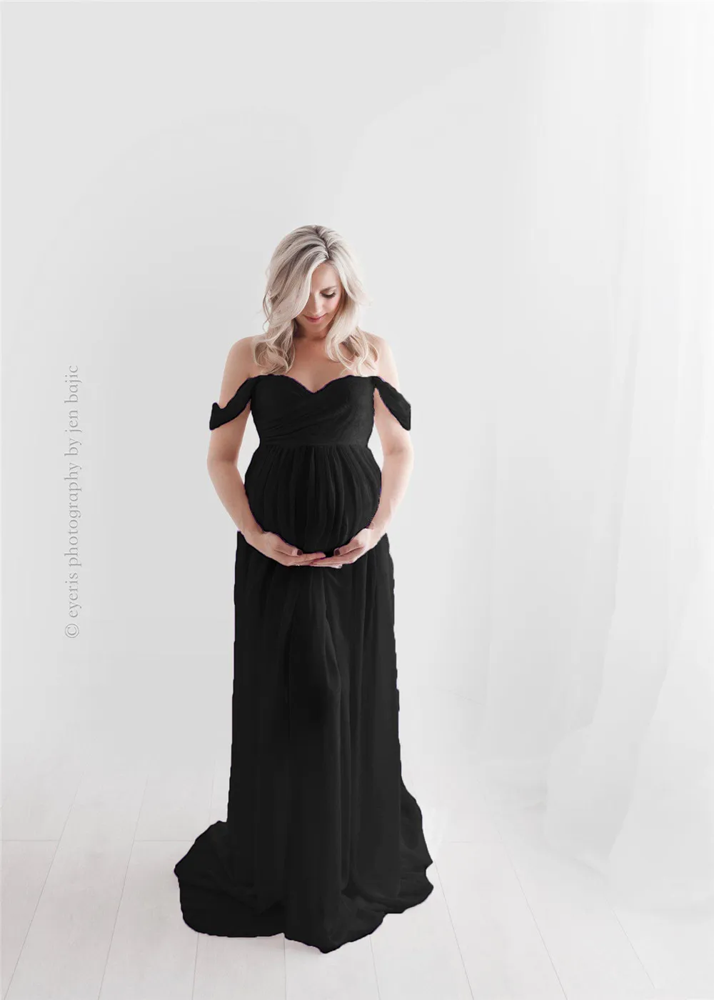 Shoulderless Maternity Dress For Photography Sexy Front Split Pregnancy Dresses For Women Maxi Maternity Gown Photo Shoots Props (7)