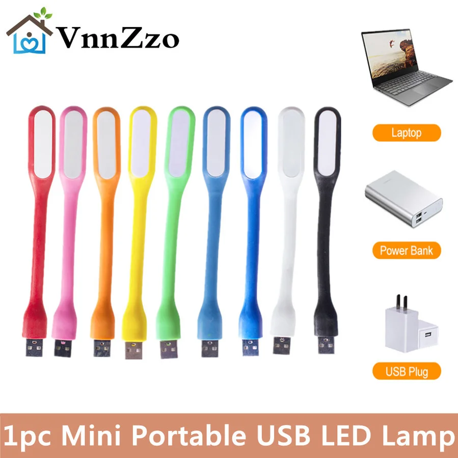 VnnZzo 1pcMini Portable USB LED Lamp Super Bright Book Light Reading Lamp For Power Bank PC Laptop Notebook Book Light 10 Colors led light,book light,mini led light