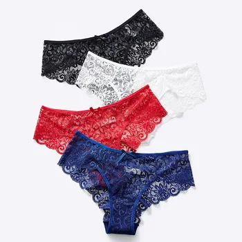 

Sexy mid-rise women's underwear Best selling high-end lace women's briefs 3 piece