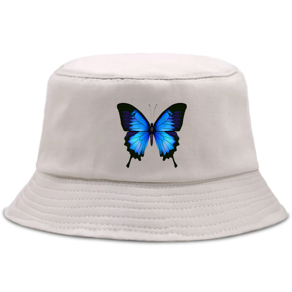 Blue Butterfly Bucket Hat Foldable 