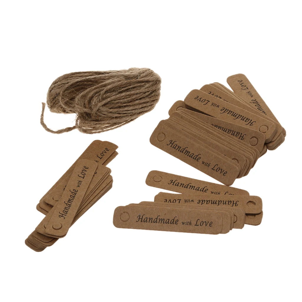 Pack of 100 Kraft Paper Hanging Tags Wedding Engagement Party Label Gift Cards