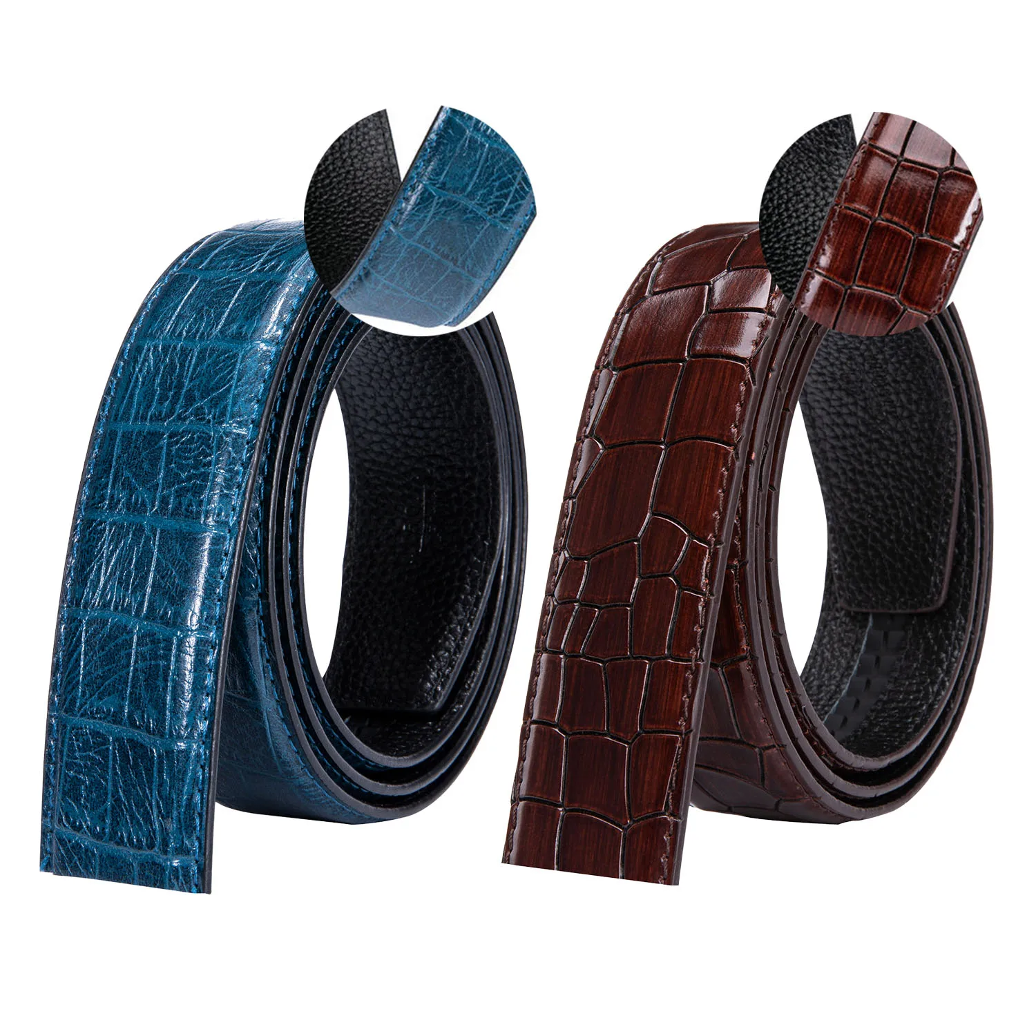

Belt Without Buckle For Men Leather Belt Crocodile Strap Male No Buckle Belts For Jeans Wide 3.5 Cm For Automatic Buckle DiBanGu