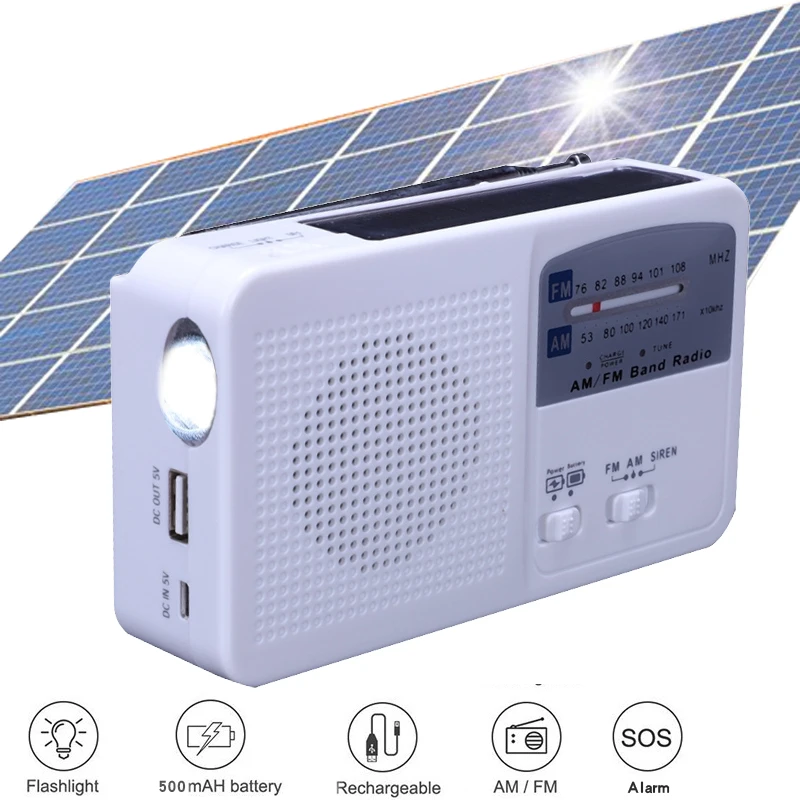 Hand Crank Dynamo LED Flashlight Radio Usb Charger Am/Fm Outdoor Alarm ...