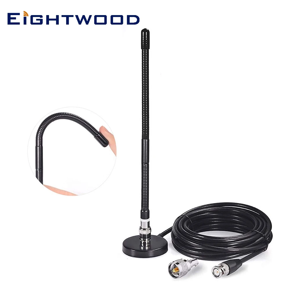 Eightwood 27Mhz Cb Antenna Radio Frusta Morbida Base Magnetica Antenna Bnc E Pl259 Maschio Per Cobra Midland Uniden Maxon Presidente Radio