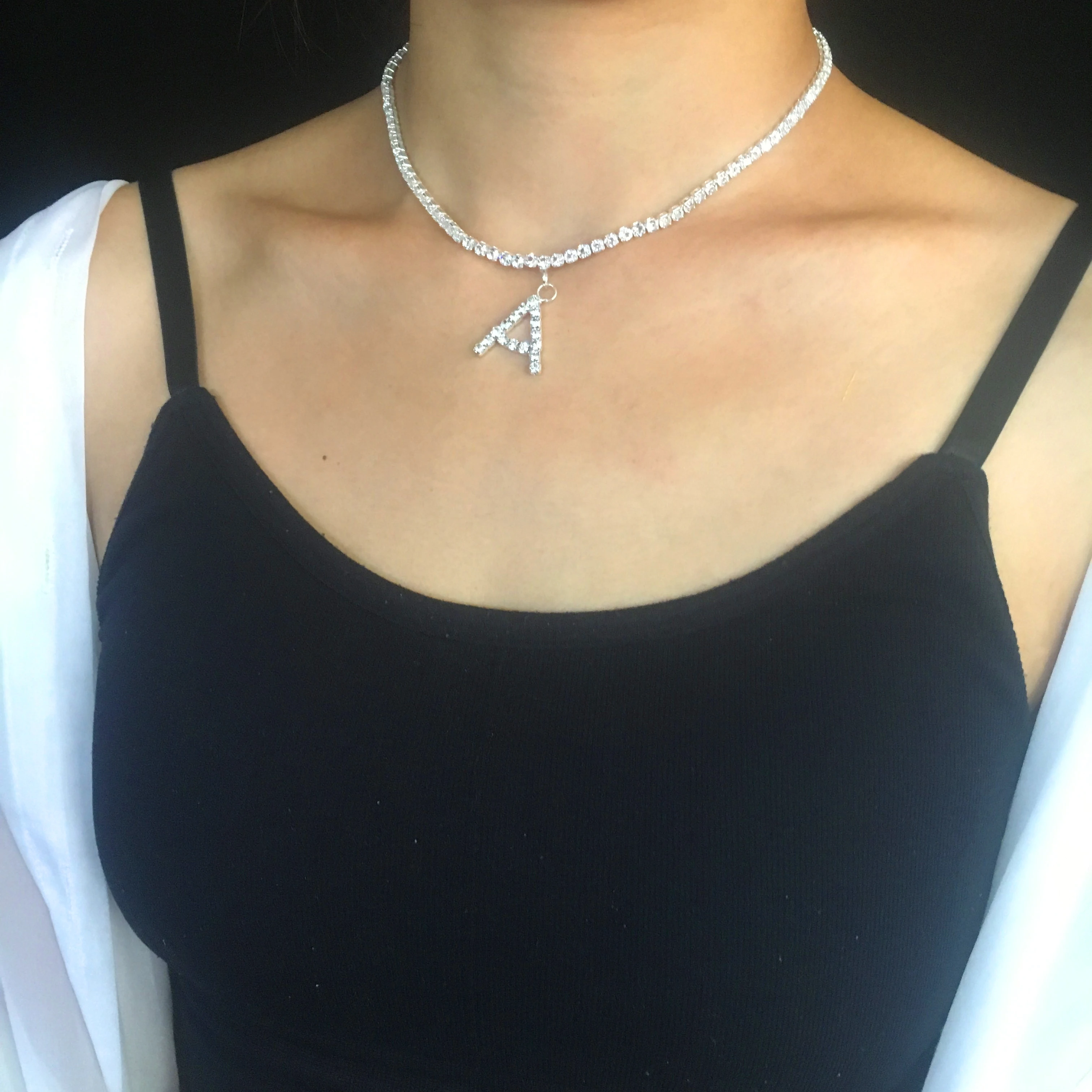 letter pendant TENNIS NECKLACE classic 