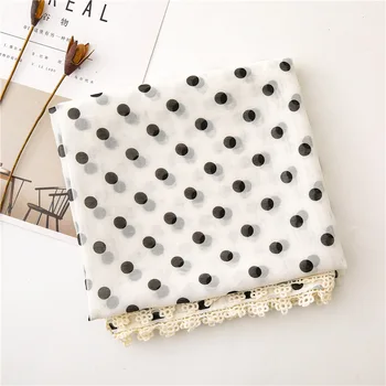 

KYQIAO women ethnic head scarf 2020 female autumn spring Japan style original design long dot print hijab scarf muffler