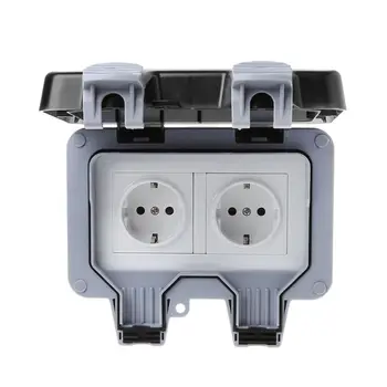 

1PC Outdoor Wall Switch Socket IP66 Weather&Dust Proof Power Outlet EU Standard