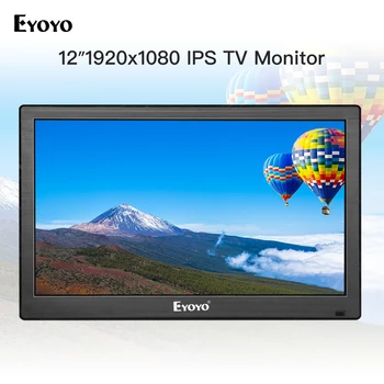 

Eyoyo EM12T 12" HDMI TV Computer Monitor FHD IPS 1920x1080 Display VGA AV USB LCD Screen for PC DVD DVR Security Camera System