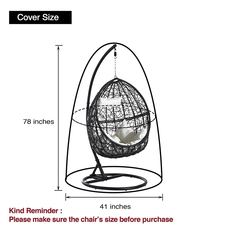 HHO-открытый патио Висячие чехлы для стульев, сверхмощный яйцо качели чехлы для стульев пылезащитный чехол, Открытый сад водонепроницаемый протектор(серый