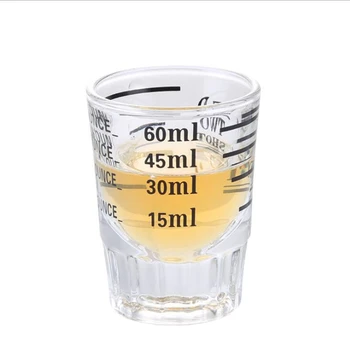 

FEIGOLO Bar Cocktail Measuring Cup 30/ 60ML Transparent Glass Graduated Cup Coffee Tea Bartender Kitchen Measuring Cup FNS56