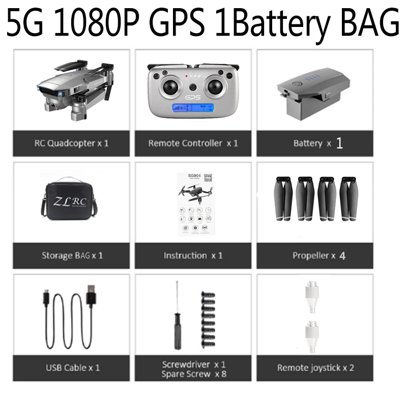 Дрон SG907 gps с 4K HD двойной камерой Широкий угол анти-встряхивание wifi FPV RC складной Квадрокоптер профессиональные дроны - Цвет: 5G 1080P GPS 1B Bag