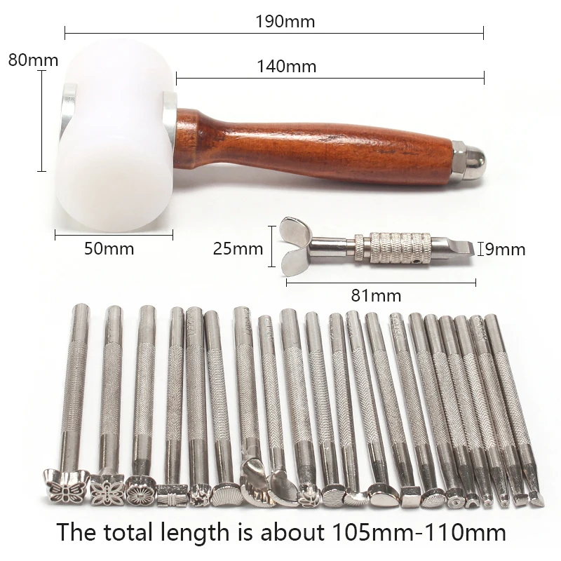Leather Carving Tools Handmade Seal Sculpture Rotary Carving Knife DIY Metal Leather Processing Saddle Stamping Craft Tool Hammer