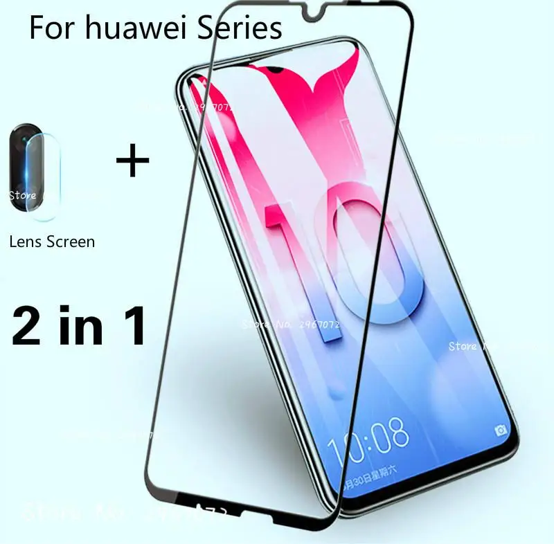 

2 in 1 For Huawei Honor 9X Max 20 10 9 Lite 8C P30Lite Y9 2019 Nova 3 3i Camera Screen Protector And Tempered Glass
