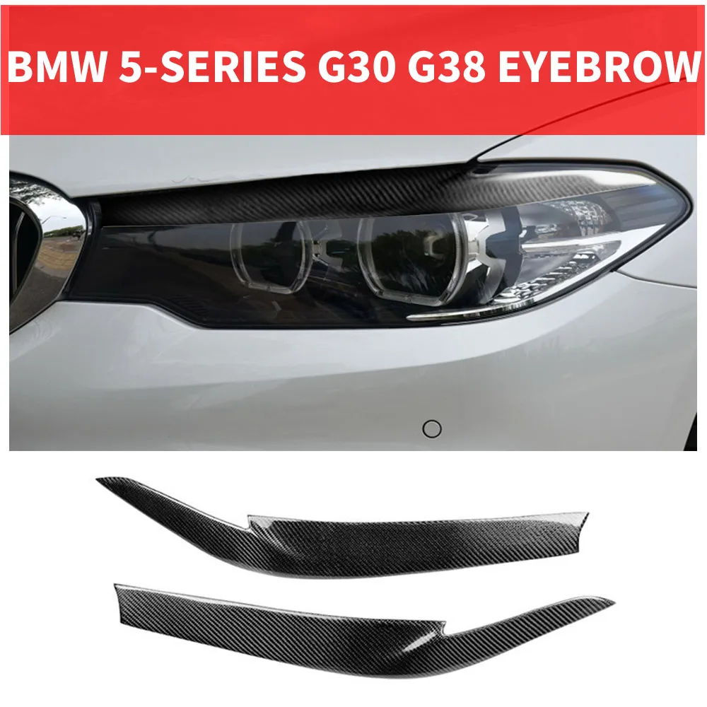 2PCS Car Styling Real Carbon Fiber Headlight Eyebrow Eyelids For BMW