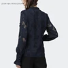 Flared Sleeve Lace Tops Women Autumn New Fashion Long Sleeved Ruffles Mesh Shirts Loose Plus Size Female Causal Office Blouses 3