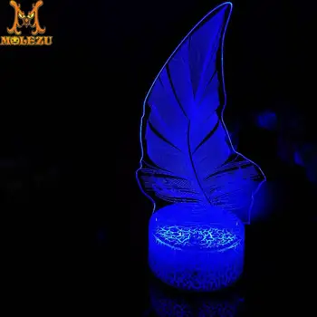 

Molezu Halloween Feather Pattern 3D Led Night Light Decoration Children Kids Gifts 7 Color Changing Visual Table Lamp