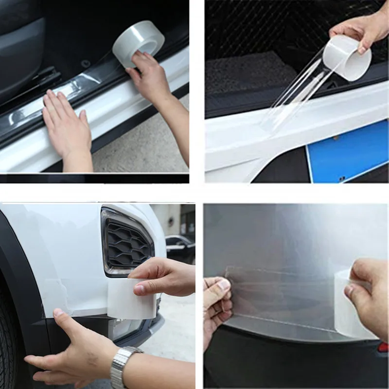 Protector de borde de puerta de coche, tira adhesiva de PVC, película  transparente anticolisión, Protector de arañazos, sello de goma, Protector  automático