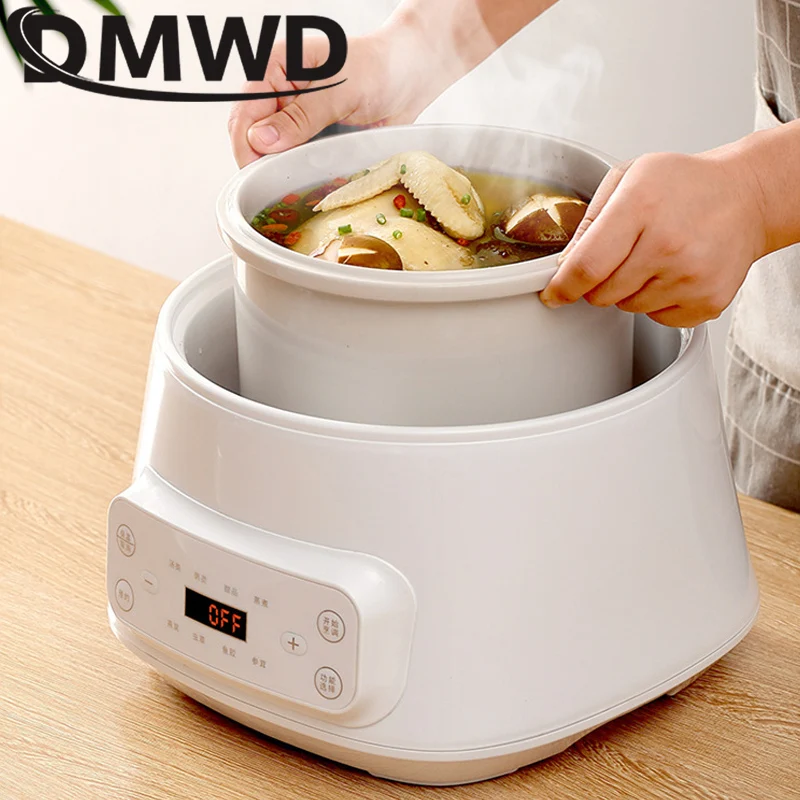 Intelligent Electric Slow Cooker Appointment Timing Food Steamer Ceramic Container Boiler Water Stew Soup Porridge Pot Anti-Dry 4
