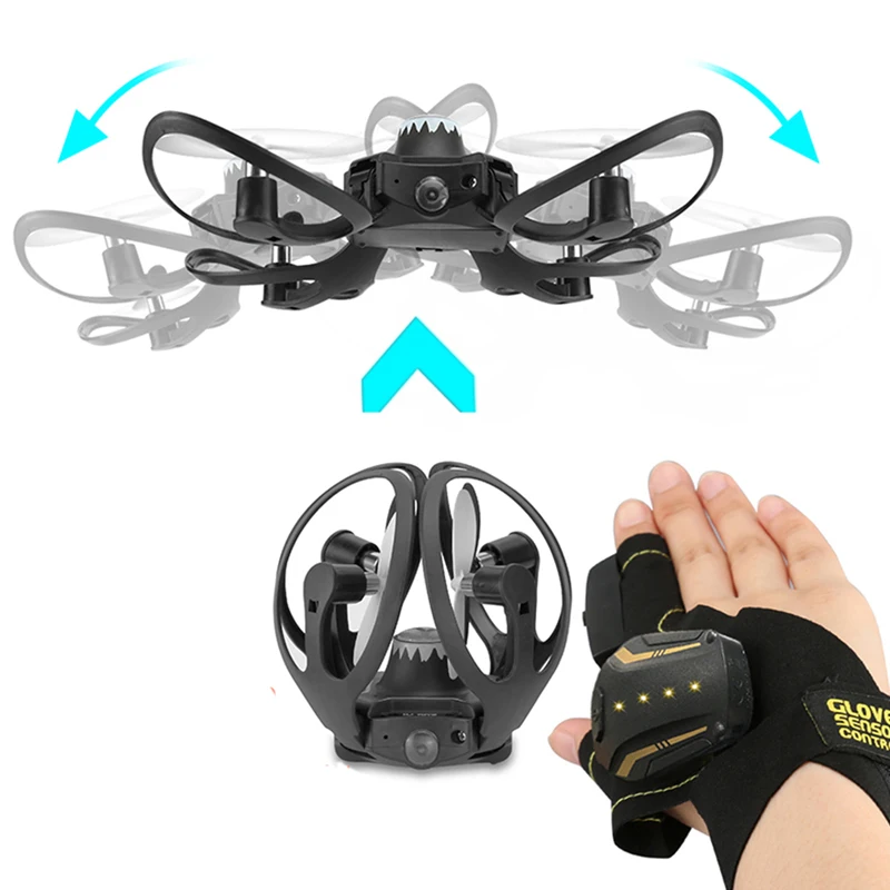 Новый W606 16 вулкан перчатки управления интерактивный Мини RC Квадрокоптер WiFi fpv 480P