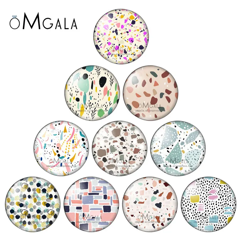 

Colorful Art Paintings Geometric Pattern 12mm/14mm/18mm/20mm/25mm/30mm Round photo glass cabochon demo flat back Making findings