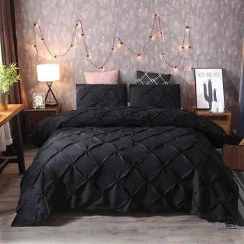 

35 Solid Color Bedding Set Black Duvet Cover Sets White King Queen Size Gold Quilt Gray Comforter Covers 3Pcs 260x230