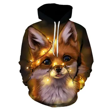 

Children's hoodie 3d-printed animal fox cat hoodie fall brand long sleeve children's hoodie boys girls casual sweatshirt