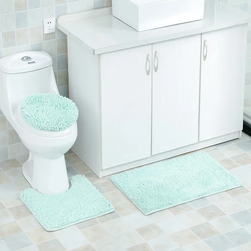 Toilet Seat Cover Bathroom Mat Set Toilet Seat Cushion Household Supplies Rug Winter Portable Soft Home Decor 3pcs