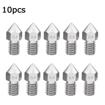 

10Pcs Stainless Steel Nozzle 0.4mm M6 Thread For 1.75mm 3D Printer MK8